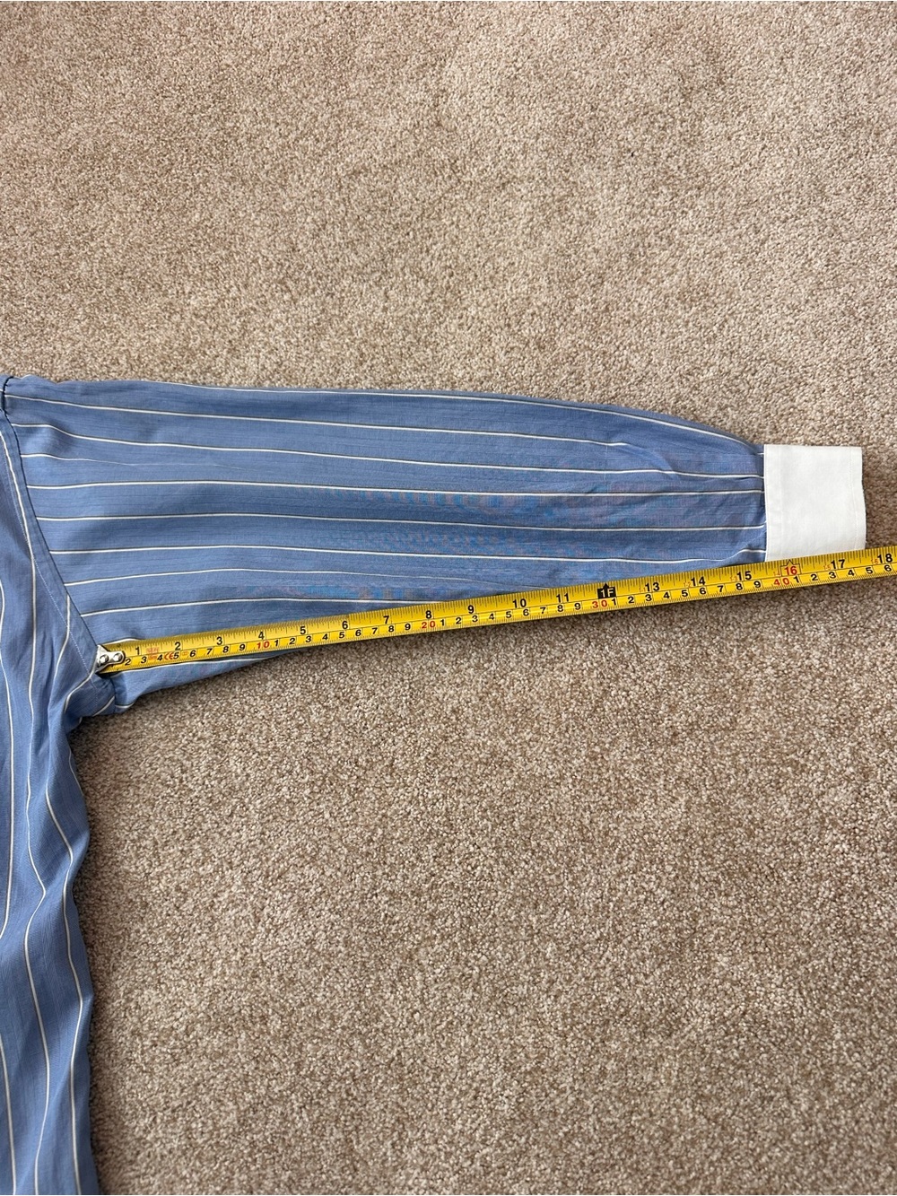 Vintage Burberrys Blue Pinstripe Button Down Shirt Contrast Collar Size 2 - Picture 8 of 11